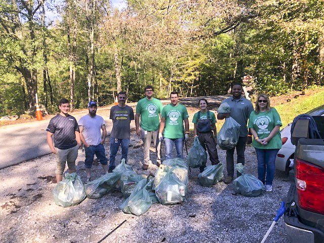 Glasforms team cleaning up the banks