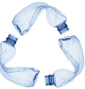 recycling symbols of clear plastic bottles