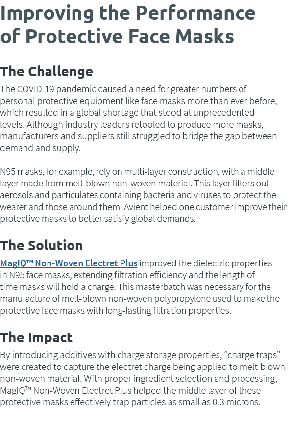 Improving the Performance of Protective Face Masks The Challenge The Covid-19 pandemic caused a need for greater numb