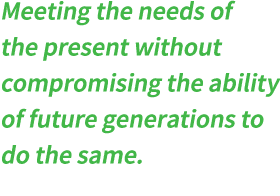 Meeting the needs of the present without compromising the ability of future generations to do the same