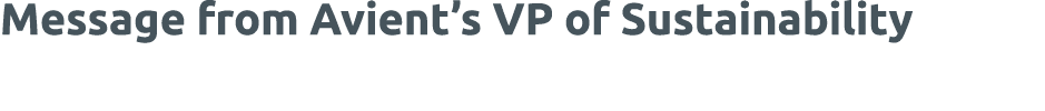 Message from Avient s VP of Sustainability