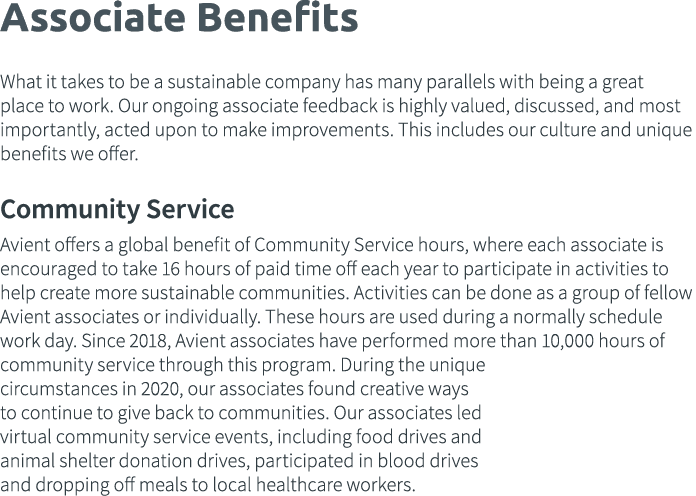 Associate Benefits What it takes to be a sustainable company has many parallels with being a great place to work  Our
