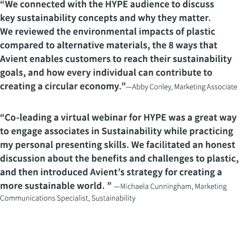 We connected with the HYPE audience to discuss key sustainability concepts and why they matter  We reviewed the envi