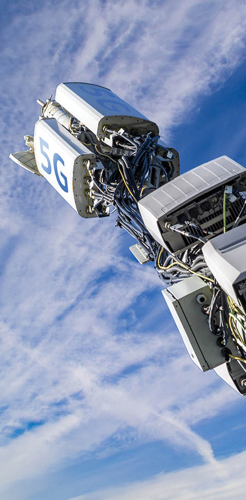 Cell tower with monitoring and control devices and antennas, transmitters and repeaters for mobile communications and the Internet